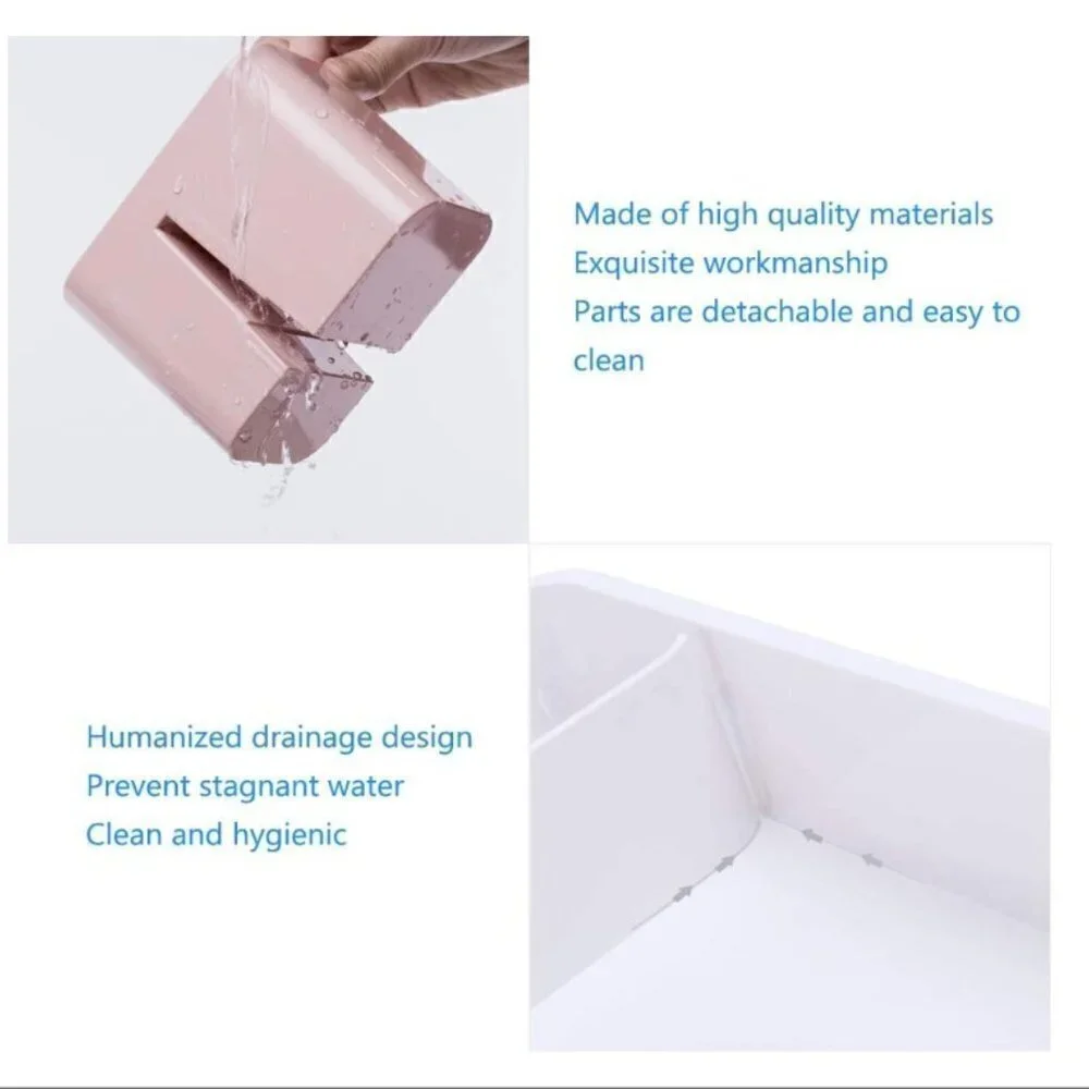Lunmore Adhesive Bathroom Shelf Storage with Towel Bar In Pink